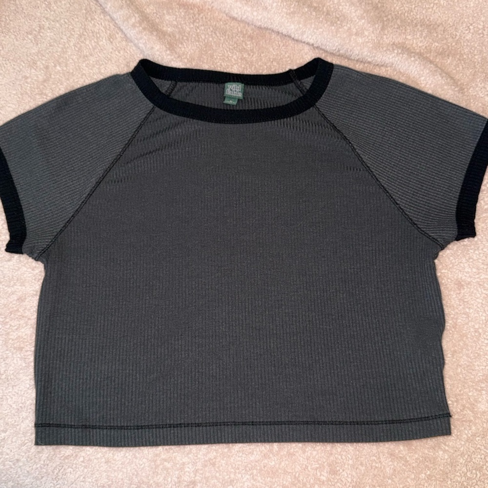Wild Fable Charcoal and Black Ribbed Tee